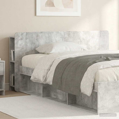 Headboard Cabinet with Storage Concrete Grey Engineered Wood