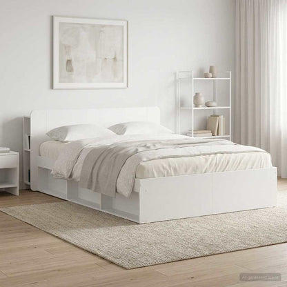 Headboard Cabinet with Storage High Gloss White Engineered Wood
