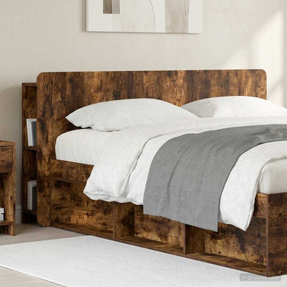 Headboard Cabinet with Storage Smoked Oak Engineered Wood