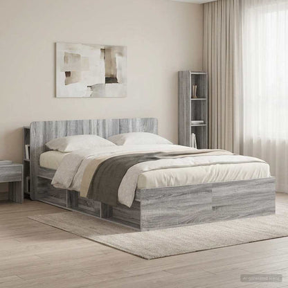 Headboard Cabinet with Storage Grey Sonoma Engineered Wood
