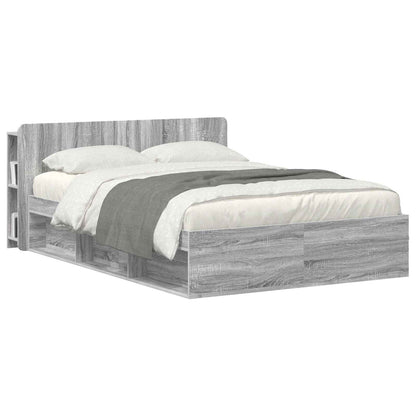 Headboard Cabinet with Storage Grey Sonoma Engineered Wood