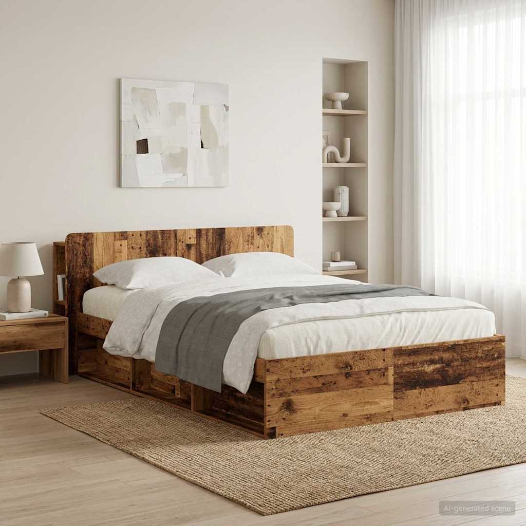 Headboard Cabinet with Storage Old Wood Engineered Wood