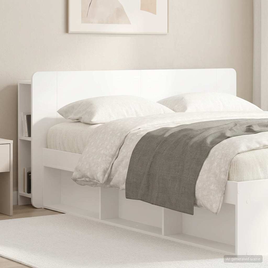 Headboard Cabinet with Storage White Engineered Wood