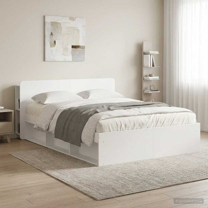 Headboard Cabinet with Storage White Engineered Wood