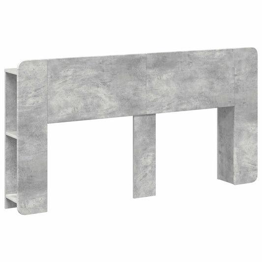 Headboard Cabinet with Storage Concrete Grey Engineered Wood