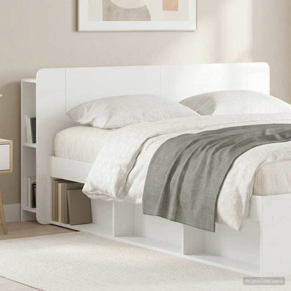 Headboard Cabinet with Storage High Gloss White Engineered Wood