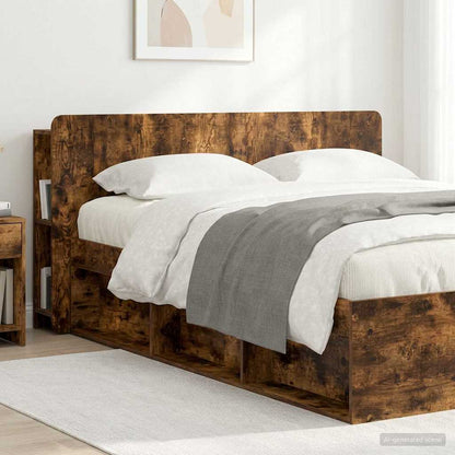Headboard Cabinet with Storage Smoked Oak Engineered Wood