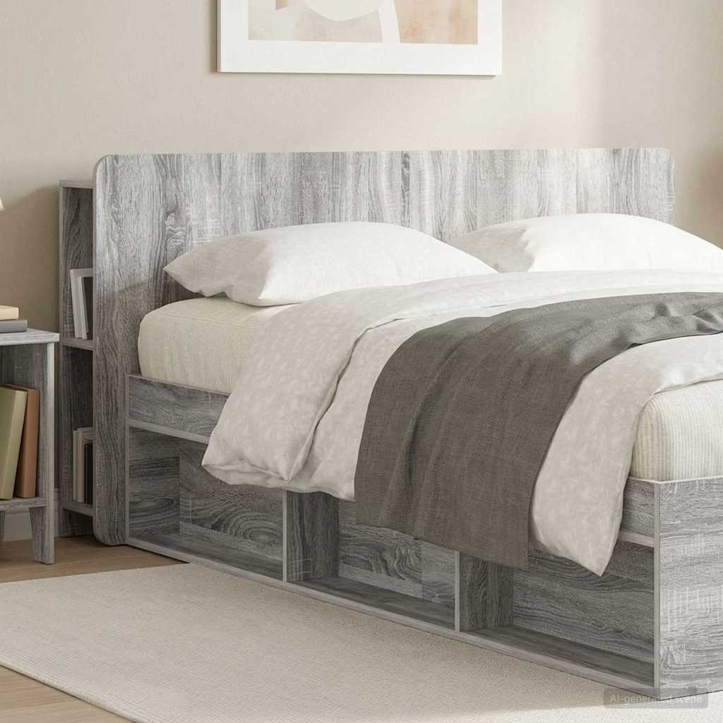 Headboard Cabinet with Storage Grey Sonoma Engineered Wood