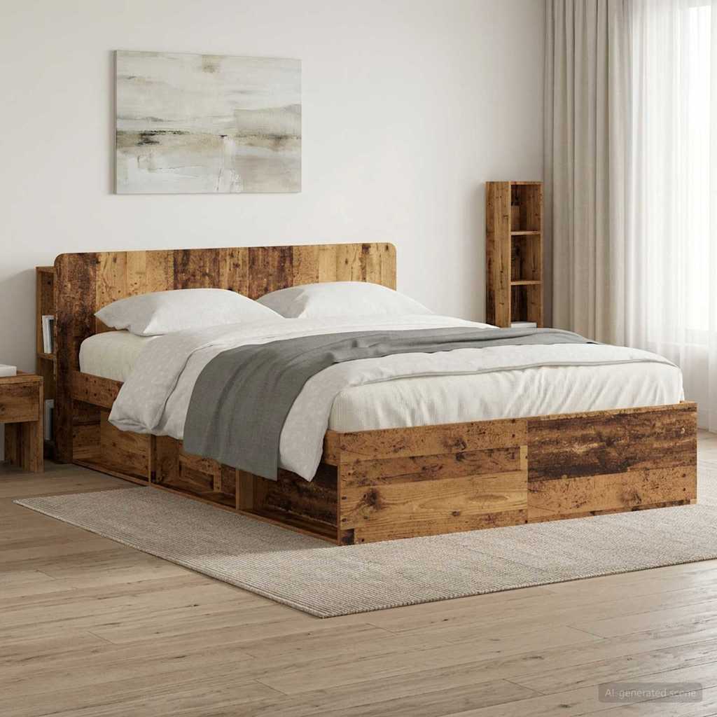 Headboard Cabinet with Storage Old Wood Engineered Wood