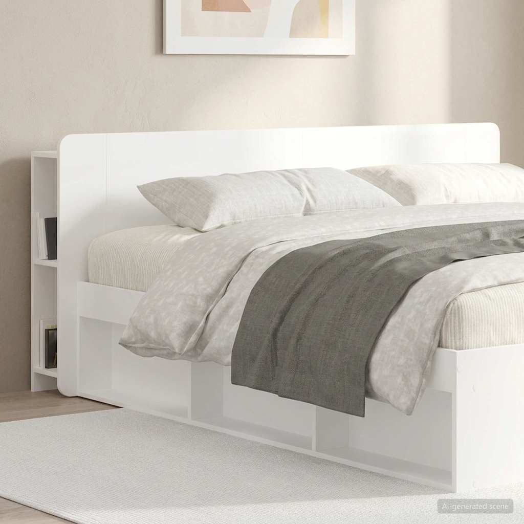 Headboard Cabinet with Storage White Engineered Wood