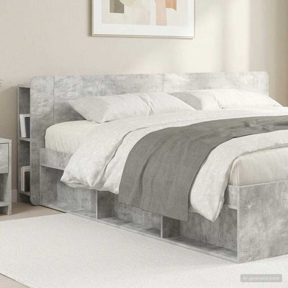 Headboard Cabinet with Storage Concrete Grey Engineered Wood
