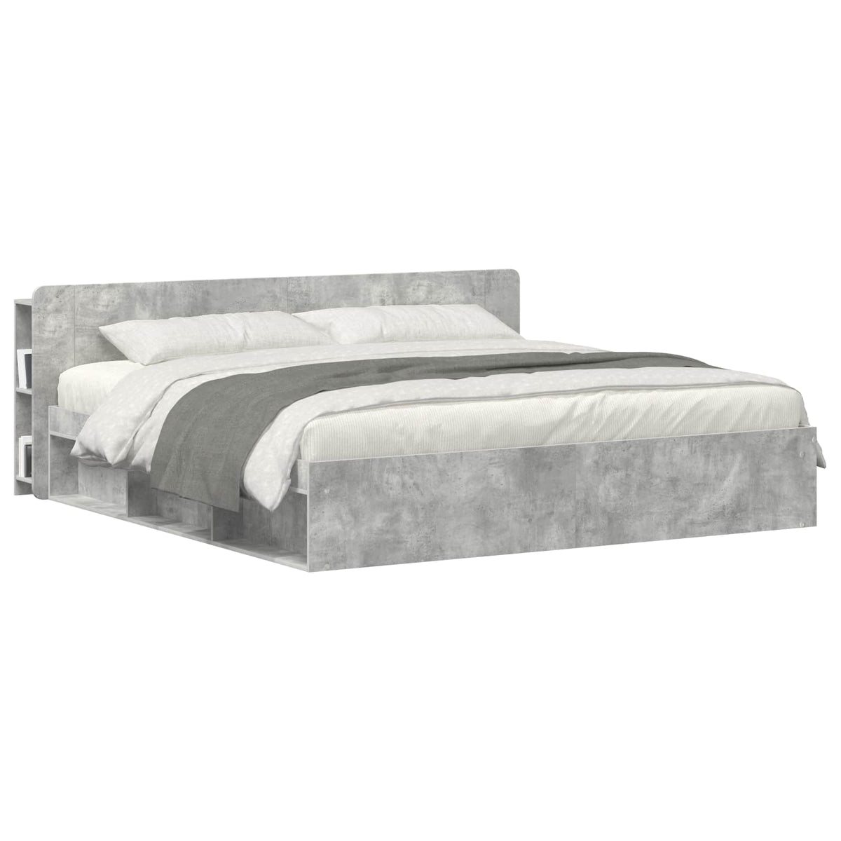 Headboard Cabinet with Storage Concrete Grey Engineered Wood