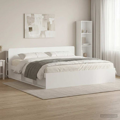 Headboard Cabinet with Storage High Gloss White Engineered Wood