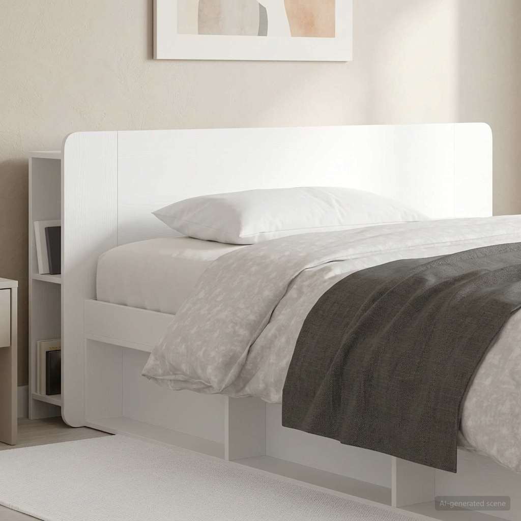 Headboard Cabinet with Storage High Gloss White Engineered Wood