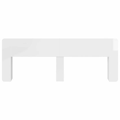 Headboard Cabinet with Storage High Gloss White Engineered Wood