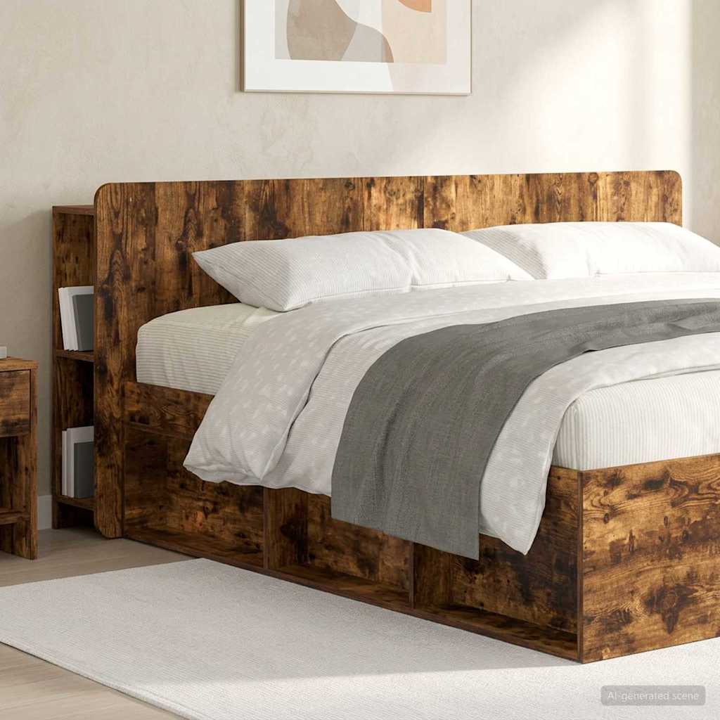 Headboard Cabinet with Storage Smoked Oak Engineered Wood
