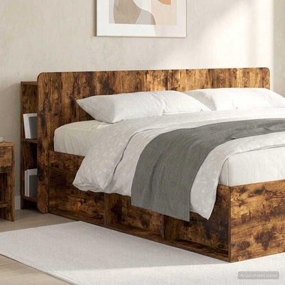 Headboard Cabinet with Storage Smoked Oak Engineered Wood