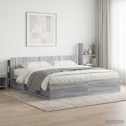 Headboard Cabinet with Storage Grey Sonoma Engineered Wood