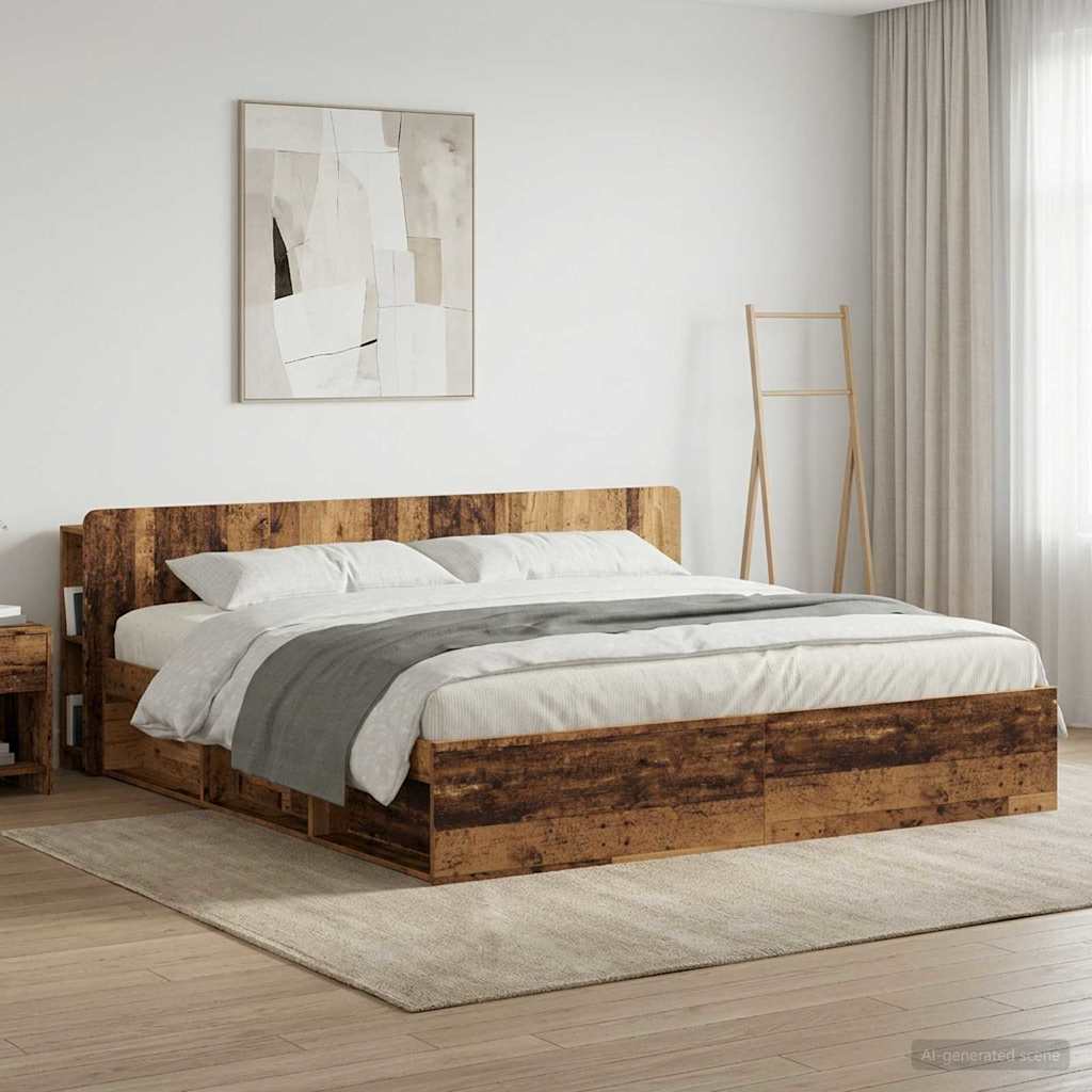 Headboard Cabinet with Storage Old Wood Engineered Wood