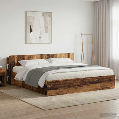 Headboard Cabinet with Storage Old Wood Engineered Wood