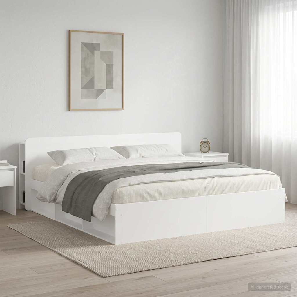 Headboard Cabinet with Storage White Engineered Wood