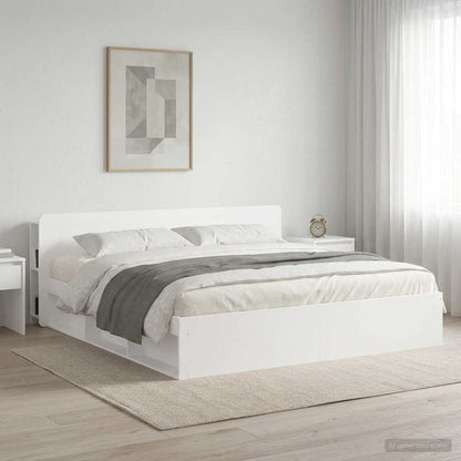 Headboard Cabinet with Storage White Engineered Wood