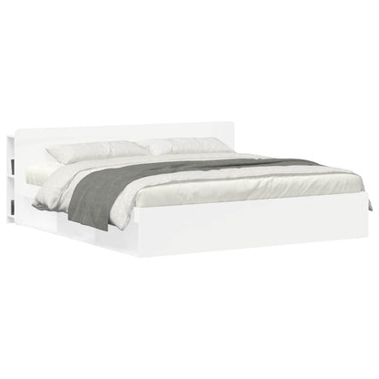 Headboard Cabinet with Storage White Engineered Wood