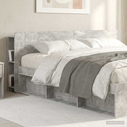 Headboard Cabinet with Storage Concrete Grey Engineered Wood