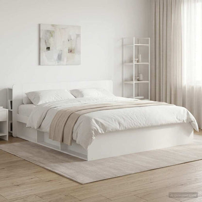 Headboard Cabinet with Storage High Gloss White Engineered Wood