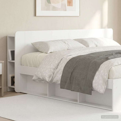 Headboard Cabinet with Storage High Gloss White Engineered Wood