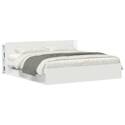 Headboard Cabinet with Storage High Gloss White Engineered Wood