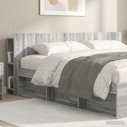 Headboard Cabinet with Storage Grey Sonoma Engineered Wood
