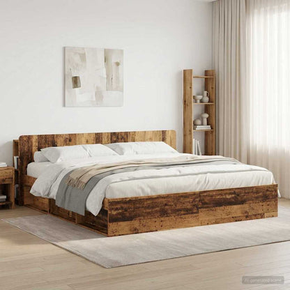Headboard Cabinet with Storage Old Wood Engineered Wood