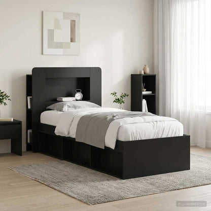 Headboard Cabinet with Storage Black Engineered Wood
