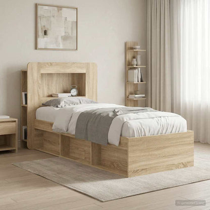 Headboard Cabinet with Storage Sonoma Oak Engineered Wood