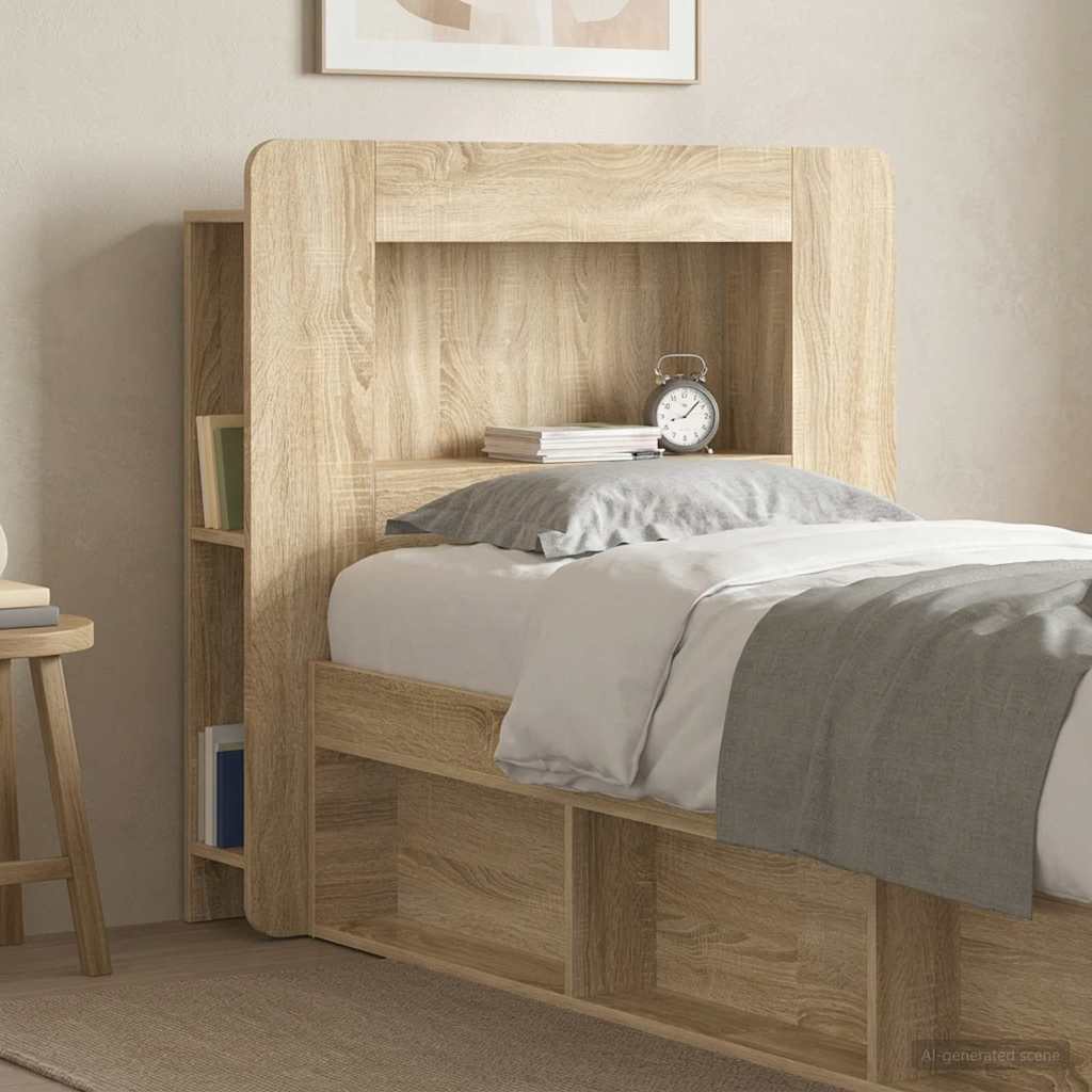 Headboard Cabinet with Storage Sonoma Oak Engineered Wood
