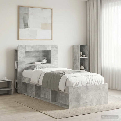 Headboard Cabinet with Storage Concrete Grey Engineered Wood