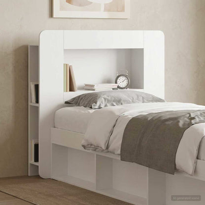 Headboard Cabinet with Storage High Gloss White Engineered Wood