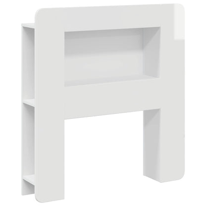 Headboard Cabinet with Storage High Gloss White Engineered Wood