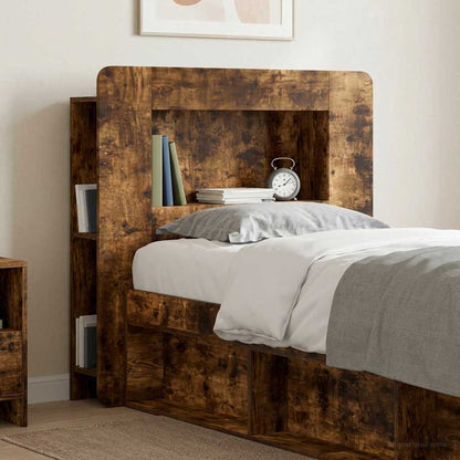 Headboard Cabinet with Storage Smoked Oak Engineered Wood