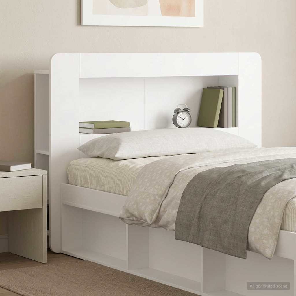 Headboard Cabinet with Storage White Engineered Wood