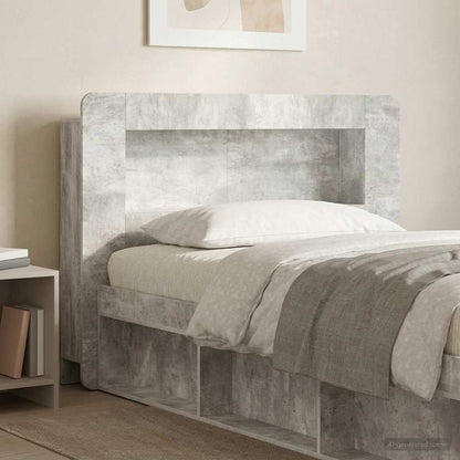Headboard Cabinet with Storage Concrete Grey Engineered Wood