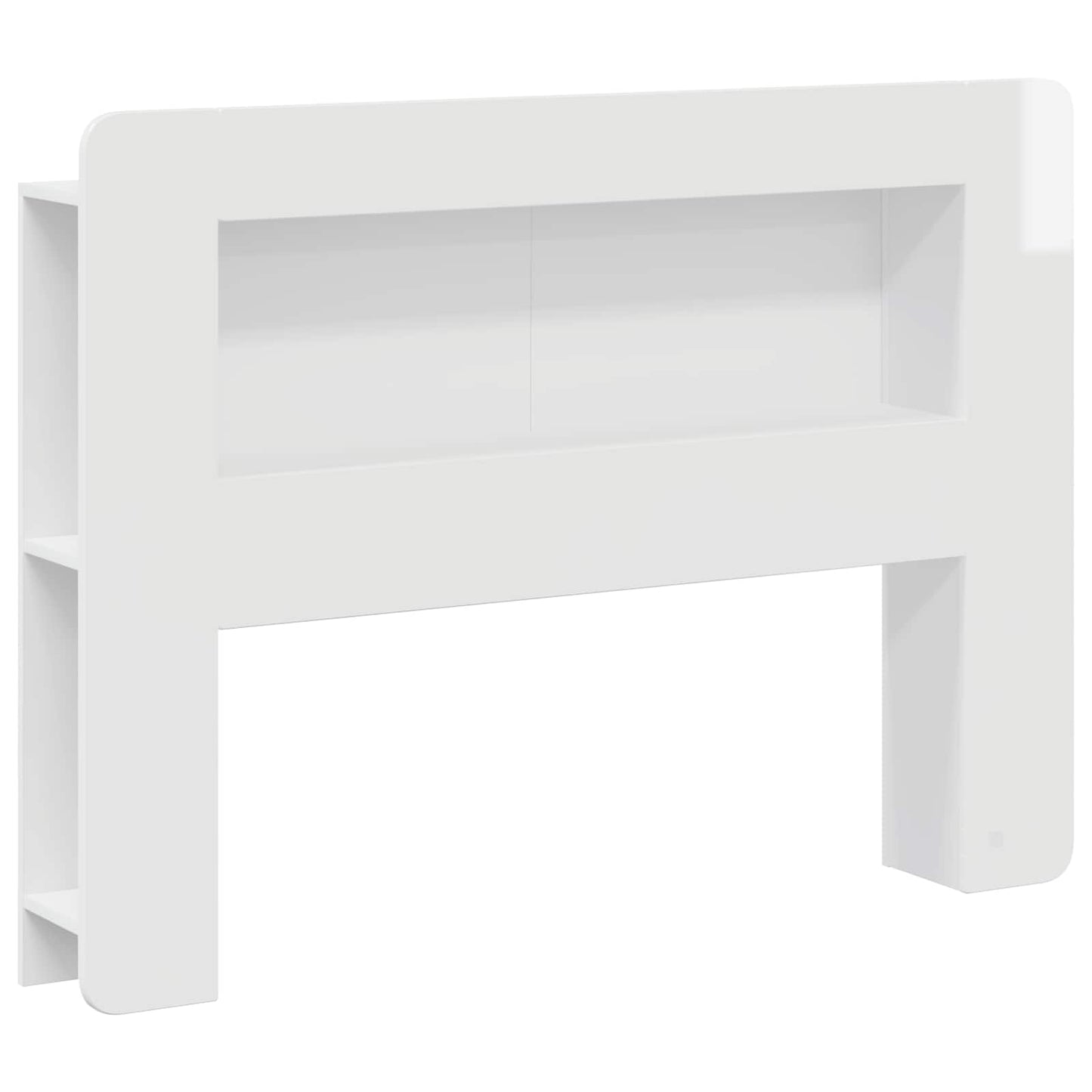 Headboard Cabinet with Storage High Gloss White Engineered Wood