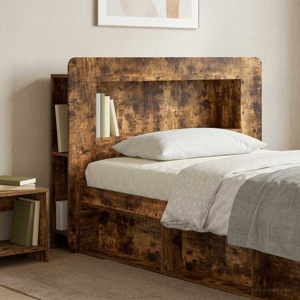 Headboard Cabinet with Storage Smoked Oak Engineered Wood