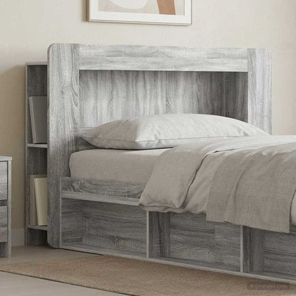 Headboard Cabinet with Storage Grey Sonoma Engineered Wood