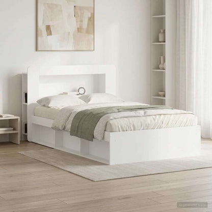 Headboard Cabinet with Storage White Engineered Wood