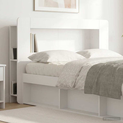 Headboard Cabinet with Storage White Engineered Wood