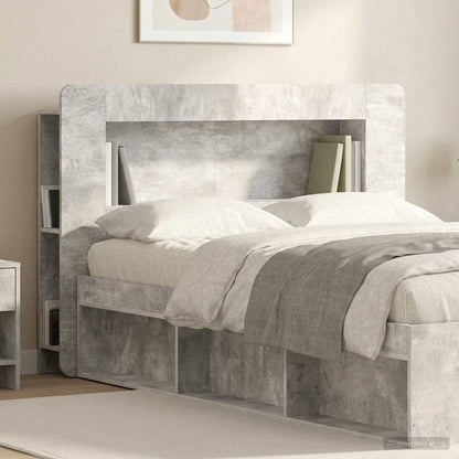 Headboard Cabinet with Storage Concrete Grey Engineered Wood