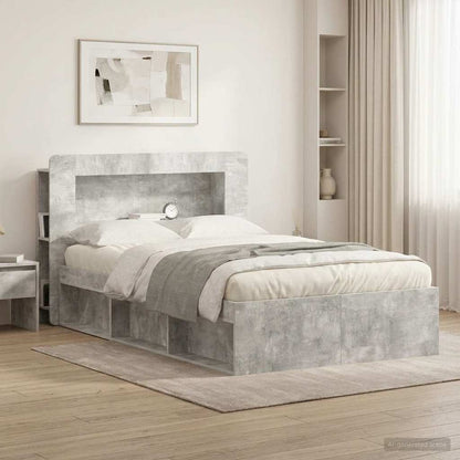 Headboard Cabinet with Storage Concrete Grey Engineered Wood