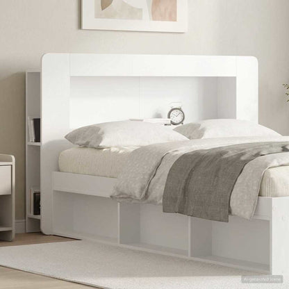 Headboard Cabinet with Storage High Gloss White Engineered Wood
